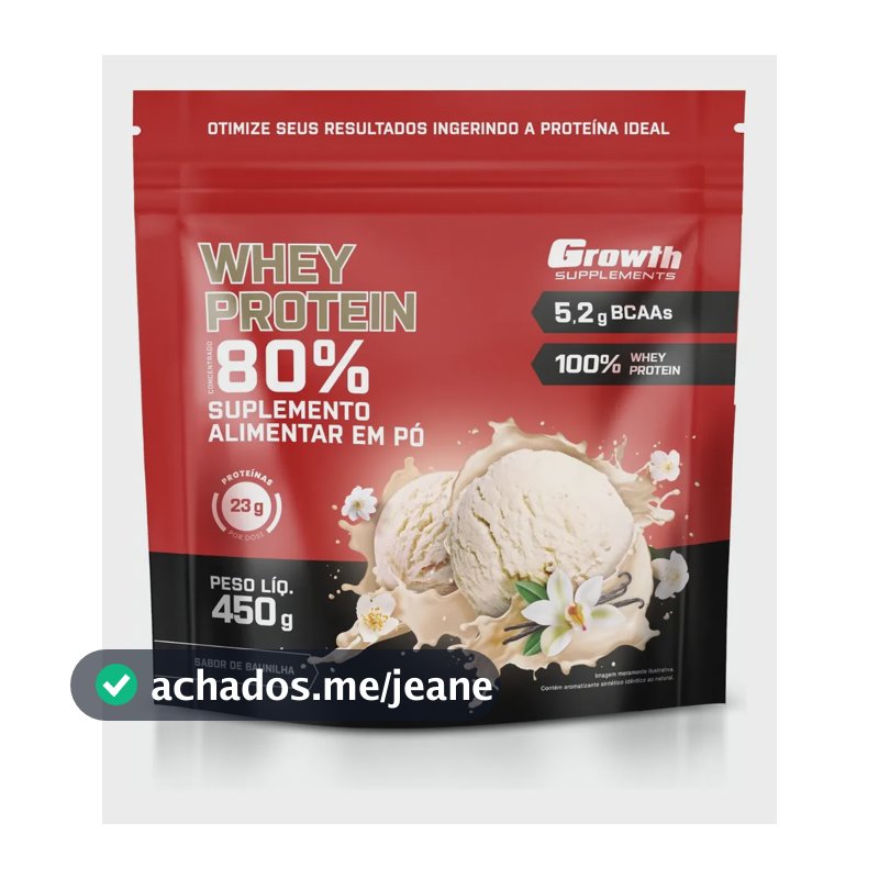 Whey Protein Concentrado 450g Growth Supplements Baunilha