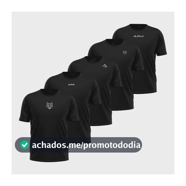 Kit 5 Camisetas Dry All Black Alpha