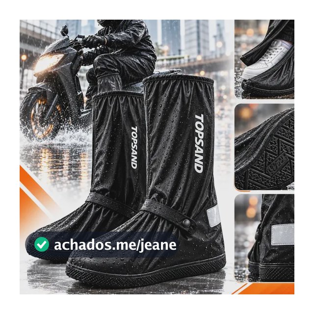 Capa Chuva Sapato Tênis Silicone Calçado Moto Impermeável Preto 42-43