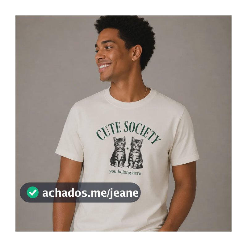 Camiseta Cute Society Branco Cat M Personalizado