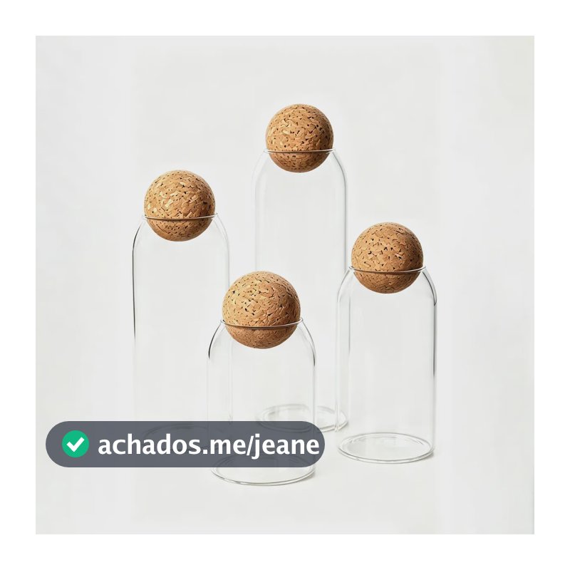 Pote De Vidro Decorativo Com Tampa De Cortiça Bola Transparente