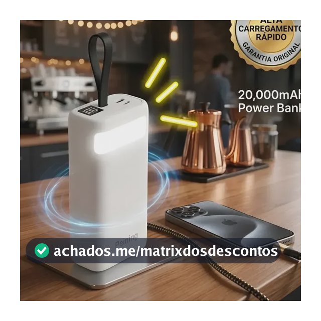 Carregador Portátil Power Bank 20.000 Mah Turbo Com Cabos