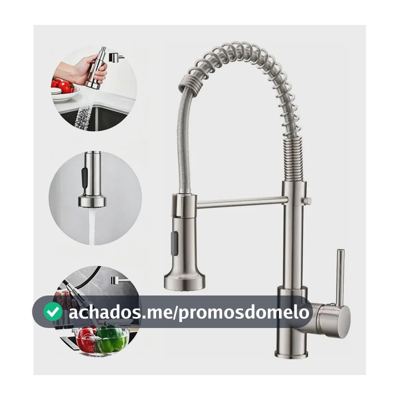 Torneira Gourmet Para Cozinha Inox Escovado De Bancada Quente e frio Monocomando Misturador Cor Prateado Yesop