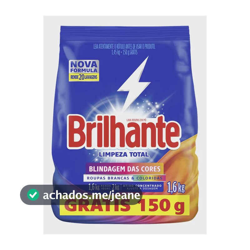 Sabão em pó Brilhante Roupas Brancas e Coloridas Limpeza Total floral antibacterial pacote 1.6 kg