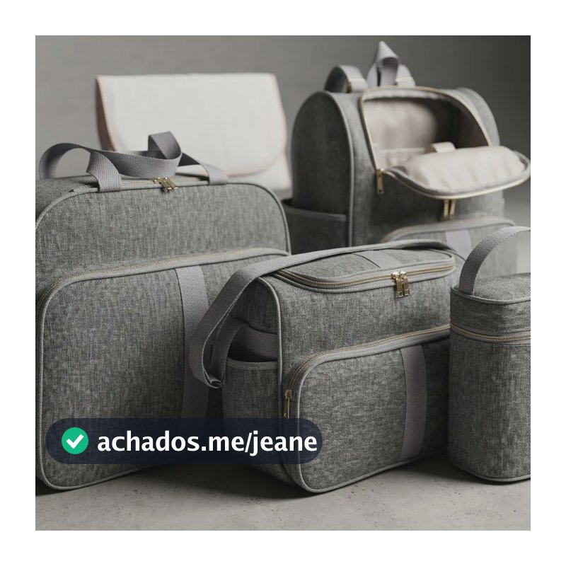 Kit Maternidade 5 Peças Bolsa Mala Bebê E Mochila Clássica Cinza