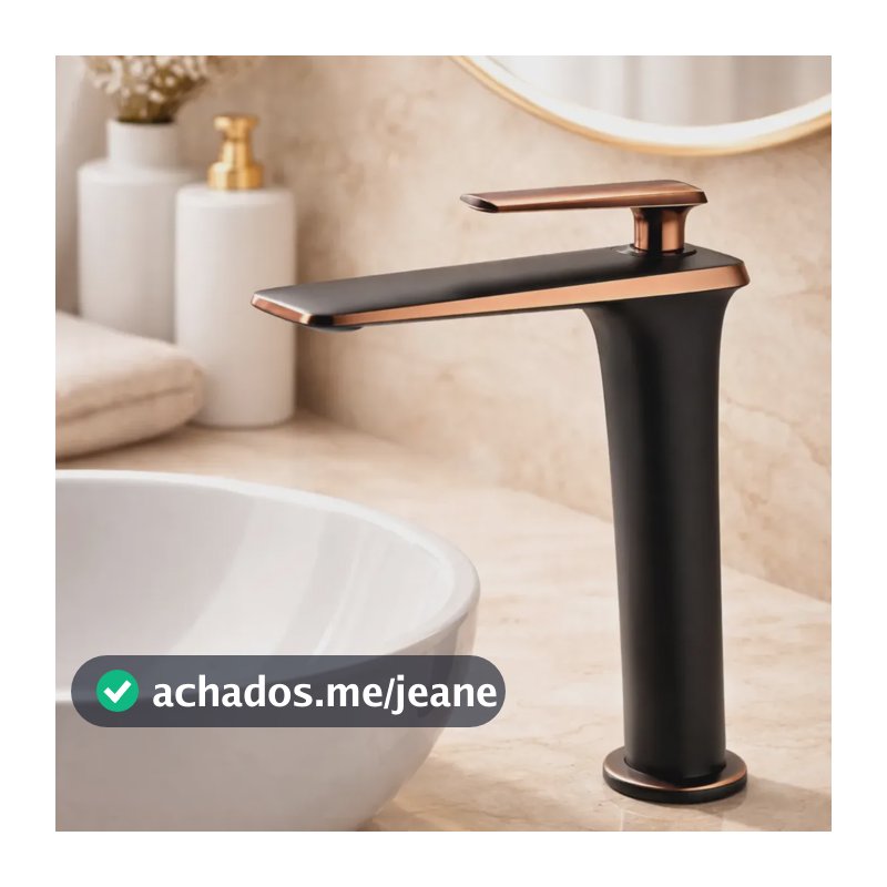 Torneira Banheiro Monocomando Bica Alta Soft Inox Luxo Preto/rose Fosco