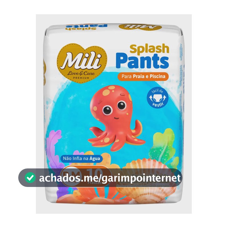 Fralda Mili Splash Praia e Piscina Tamanho P/M Com 10 Unidades