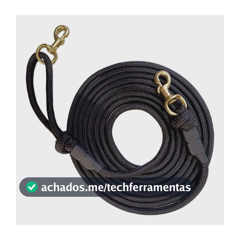 Guia Cachorro 5 Metros Corda De Poli Com Mosquetão Na Alça Cor Preto