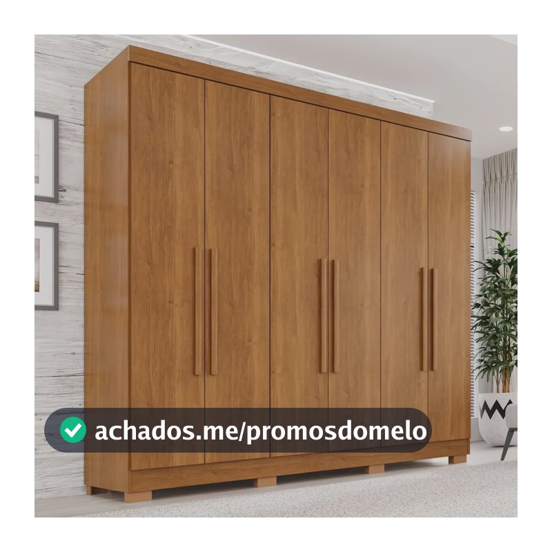 Guarda-roupa Casal 6 Portas 2 Gavetas França Cinamomo