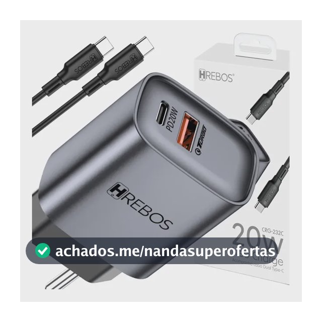 Kit Carregador Fonte Celular Power Delivery 20w + Cabo Usb C Cinza Grafite