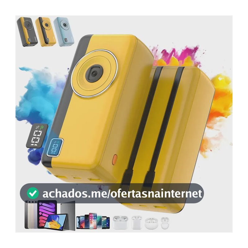 Power Bank Basike 30000mAh de Carregamento Rápido 22.5W para iPhone e Android com Cabos Integrados