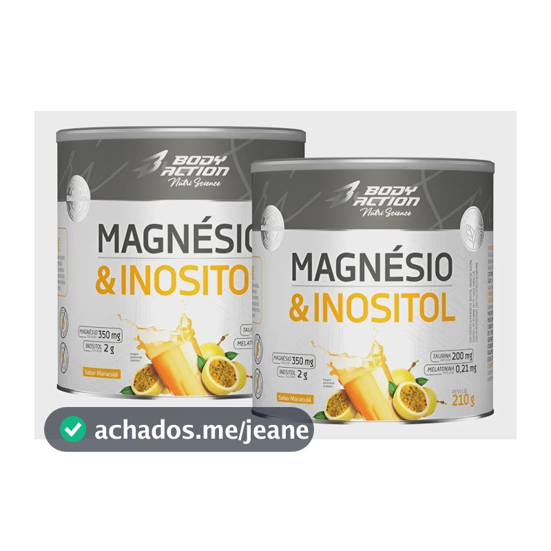 Kit 2 Magnésio E Inositol Taurina Melatonina 210g Bodyaction Maracujá