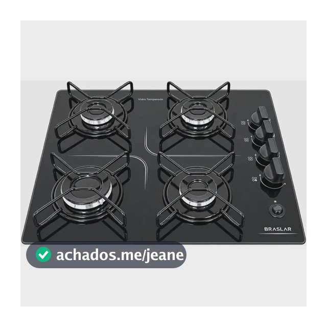 Cooktop Braslar Pop Gás 4 Bocas Mesa Vidro - Cor Preto