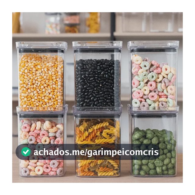 Kit 6 Potes 1l Quadrado Hermético Porta Mantimentos Organiza