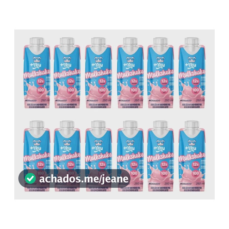 Mulkshake Mais Mu Morango Bebida Proteica 12g Pack 12x250ml Sem Glúten