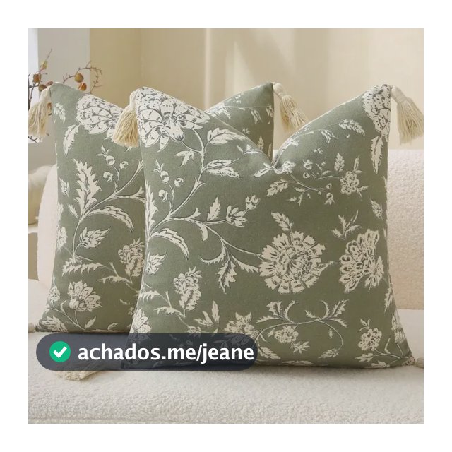 Capa Almofada Estampa Floral Com Borlas Retrô Green Vine Print