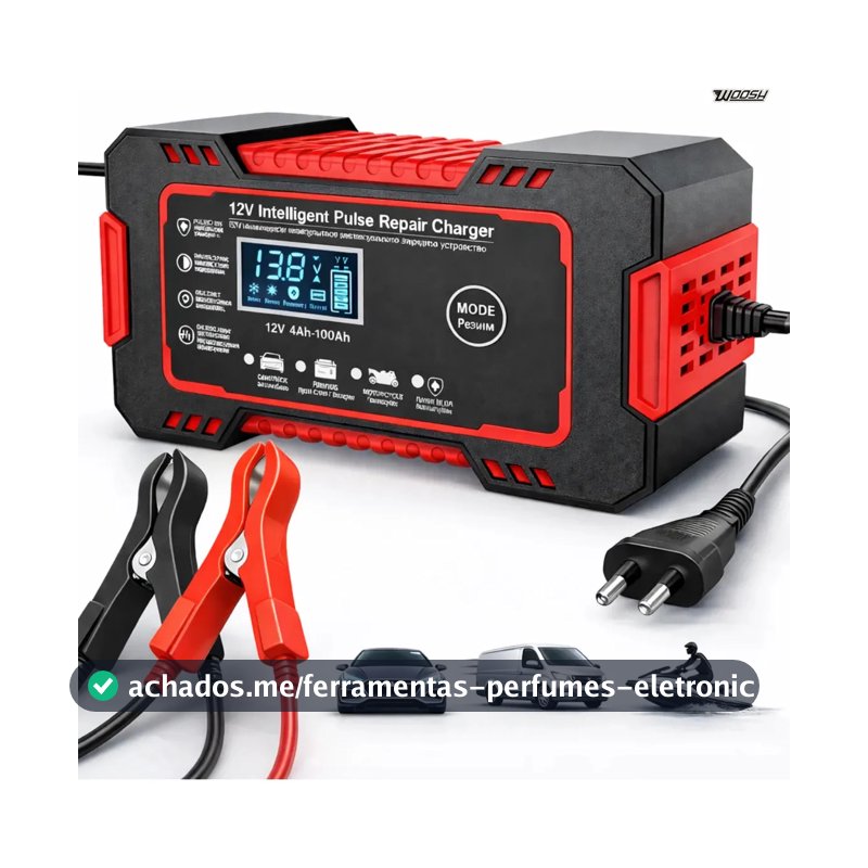 Carregador Inteligente De Bateria Automotiva 12v 6a Bivolt Recupera Baterias 4ah A 100ah Todos Veículos Moto Carro Caminhão Barco Woosh