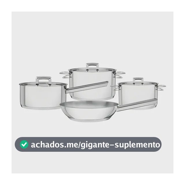 Jogo De Panelas Tramontina Brava Em Aço Inox Fundo Triplo Com Tampa Plana 4 Peças