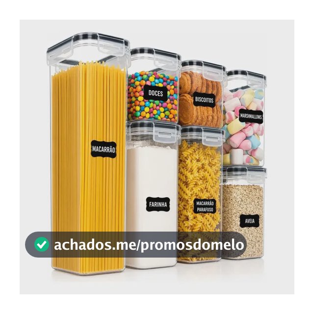 Pote Hermetico Kit 07 Trava Plastico Organizador Mantimento
