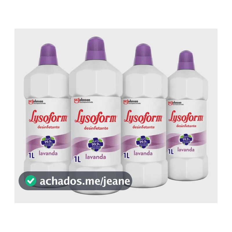 Desinfetante Líquido Lysoform Lavanda Limpeza Pesada e Eficiente 4 Unidades de 1L