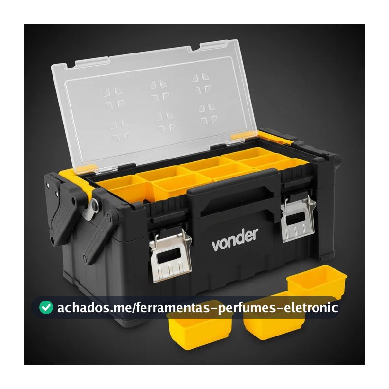 Organizador Plastico Opv0800 Para Ferramentas Vonder Preto, amarelo, cinza e transparente