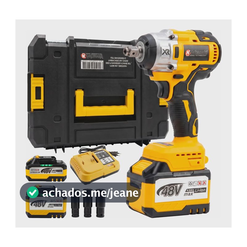 Chave De Impacto Nakasaki 48v Sem Fio Bateria Com Soquetes Amarelo 127/220v 50 Hz/60hz