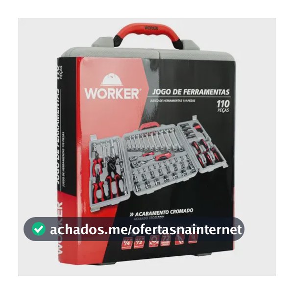 Kit Maleta de Ferramentas Worker 110 Peças Cromo Vanádio Completo