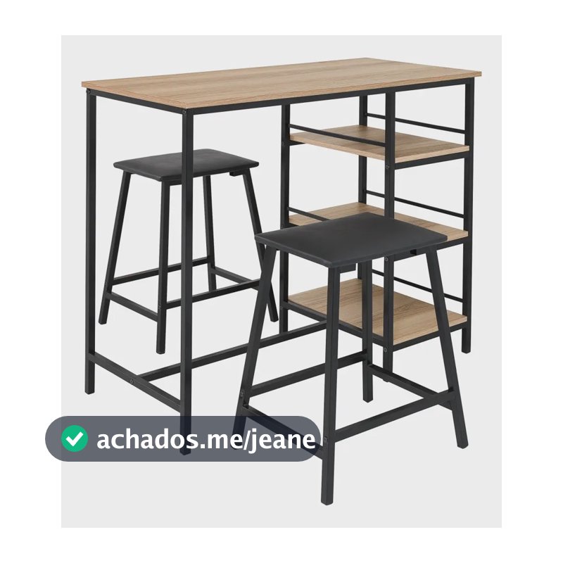 Conjunto Mesa Bancada Gourmet Ciplafe 2 Banquetas Preto Fosco Madeira