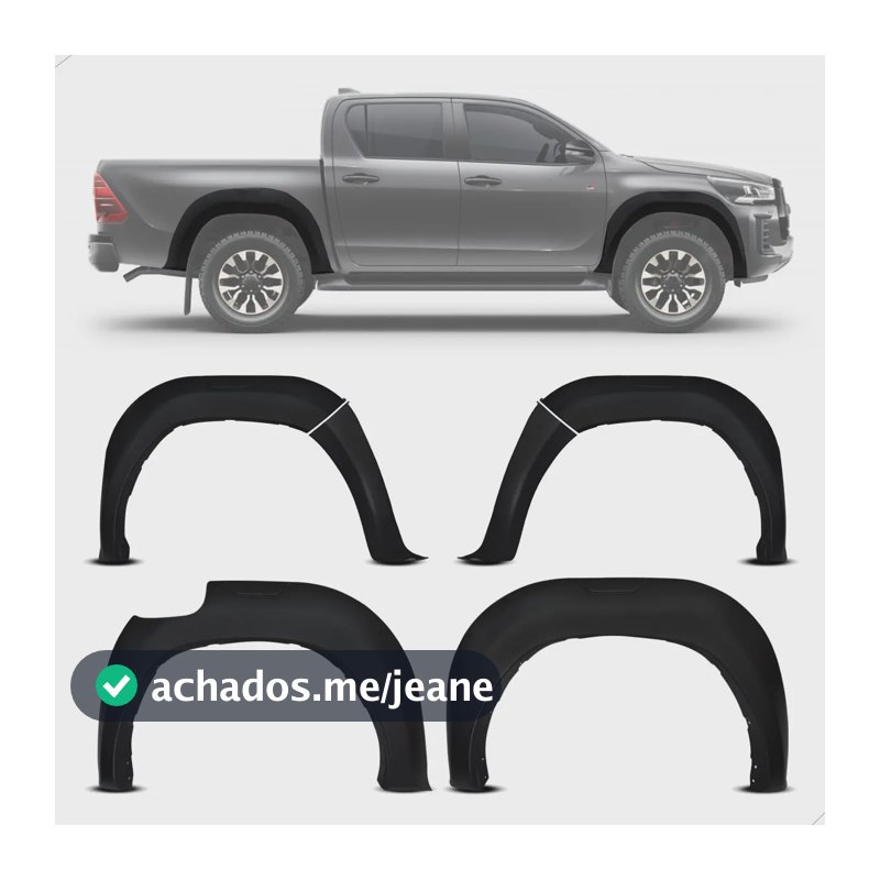 Alargador Paralama Rocco Hilux 2016 2017 Preto 6 Pçs Dfender