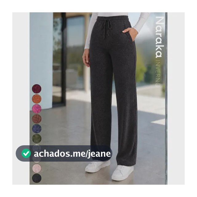 Calça Pantalona Feminina Lanzinha Cintura Alta Com Bolso