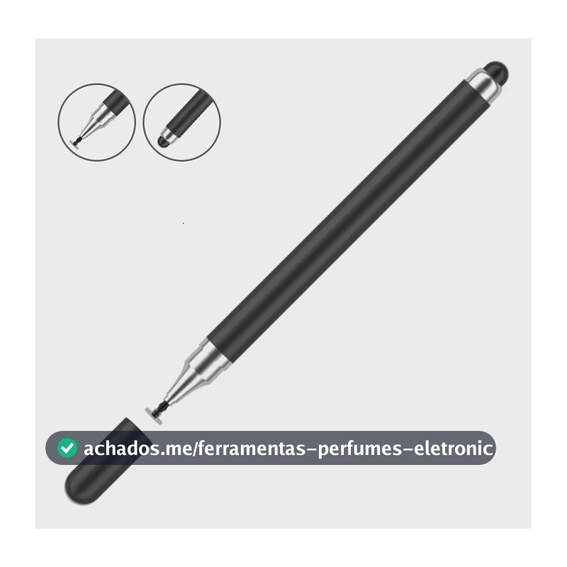 Caneta Touch Screen Stylus Universal 2 Em 1 Tablet Celular Preto