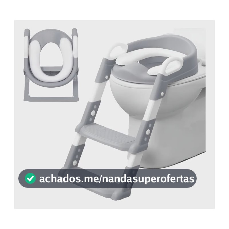 Assento Redutor Infantil Escada Para Vaso Sanitário Troninho Cor Cinza Lisa