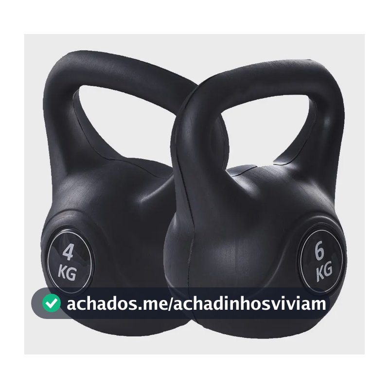 Kit 2 Pesos Kettlebell Para Treino Funcional 4kg E 6kg Preto Crossfit Musculação + E-book