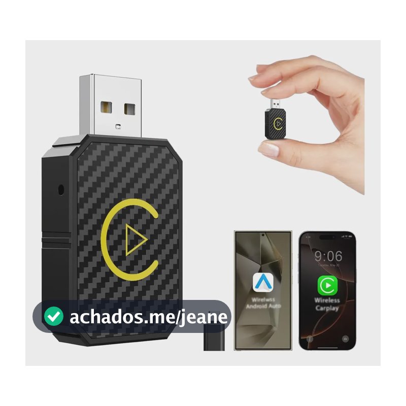 Adaptador Carplay /android Auto Wireless Sem Fio Automático