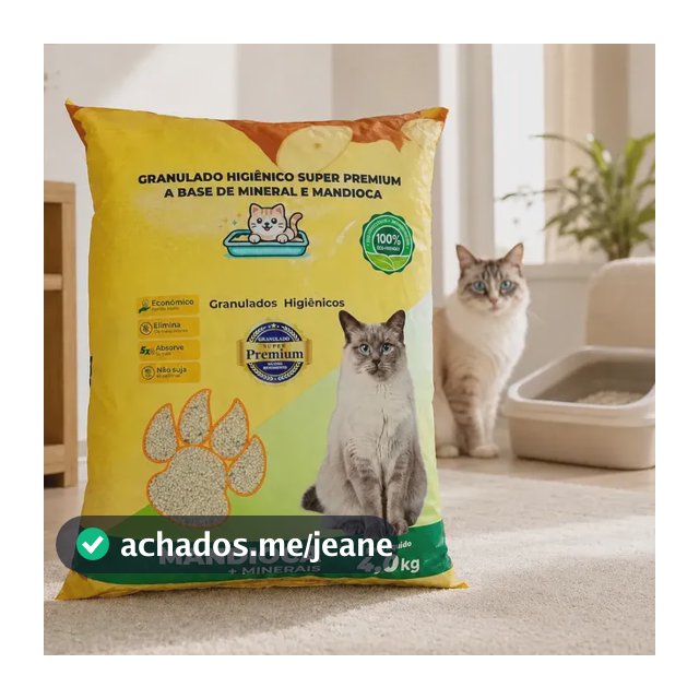 Areia Higiênica Granulado Para Gatos 4kg Mandioca + Minerais Controle De Odores Alta Absorção Econômica Biodegradável Não Suja Patinhas Rende Mais Banheiro Sanitário Pet Super Premium