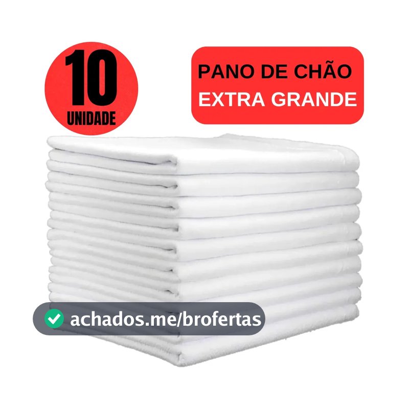 Kit 10 Panos de Chão Extra Grande 45x65cm Algodão Branco Ditap Mix Absorvente Limpeza Pesada