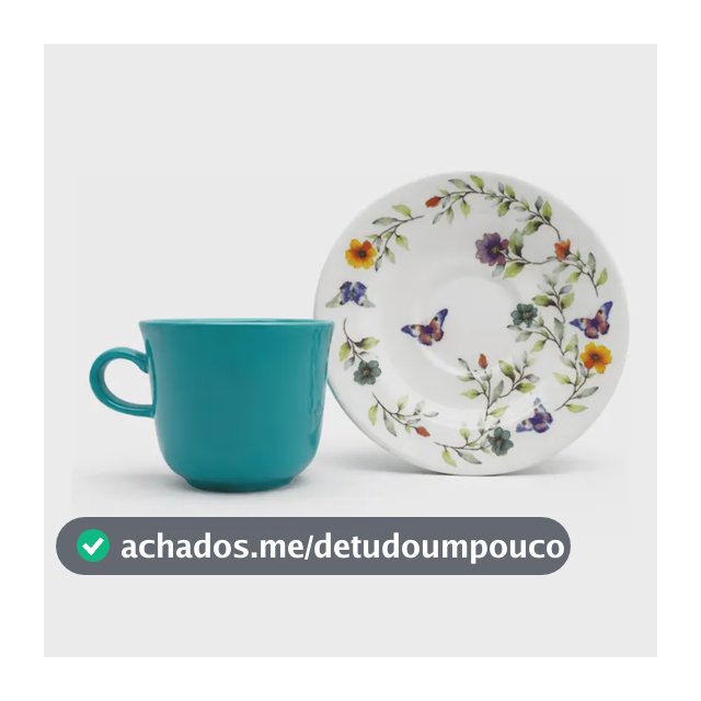 Xícara Chá C/pires Botanique 260ml Cerâmica Mesa Posta  Lyor
