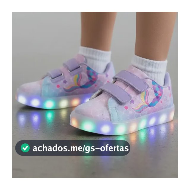 Tênis Infantil Led Feminino Sereia Casual Cano Baixo Novo