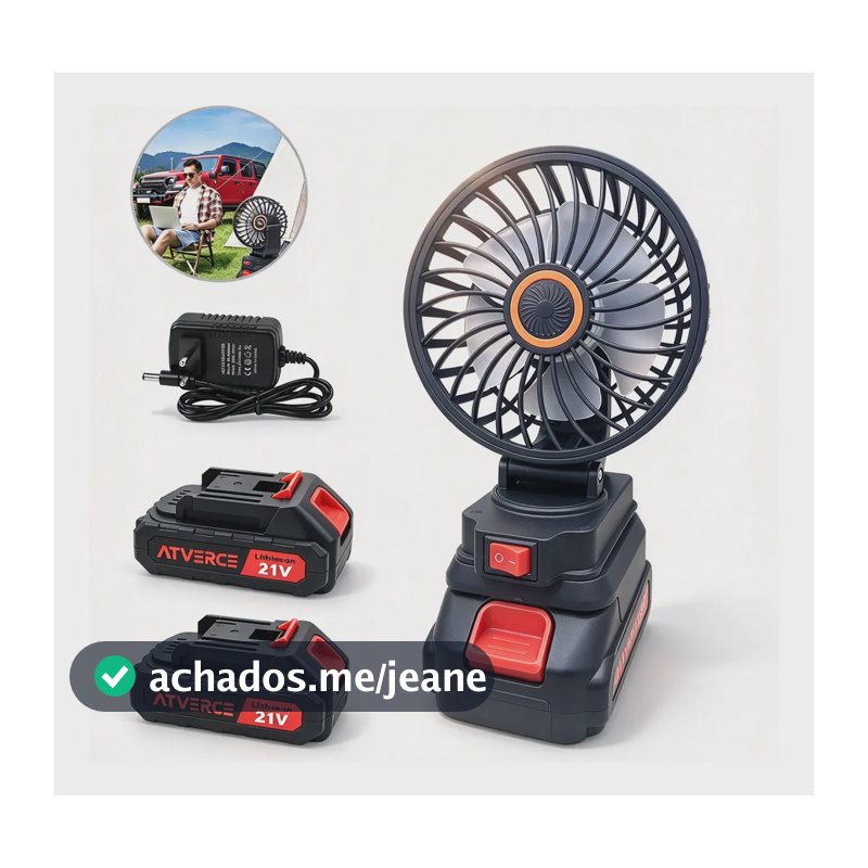 Ventilador Portatil Bateria 5'' Inclui 21v Bateria Portátei Preto