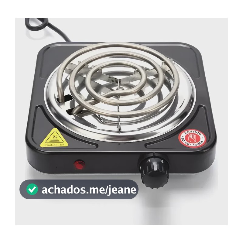 Fogão Cooktop Elétrico Fogareiro 1 Boca 1.000 Watts Branco Preto 220v