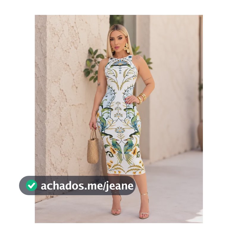 Vestido Feminino Midi Estampado Casual Chic Premium Jardim Encantado Estampado Único 36-42