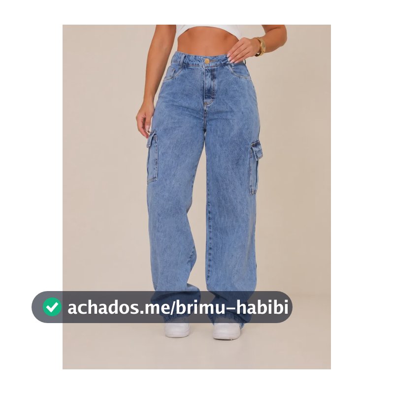 Calça Cargo Jeans Feminina Wide Leg Cintura Alta Stillger