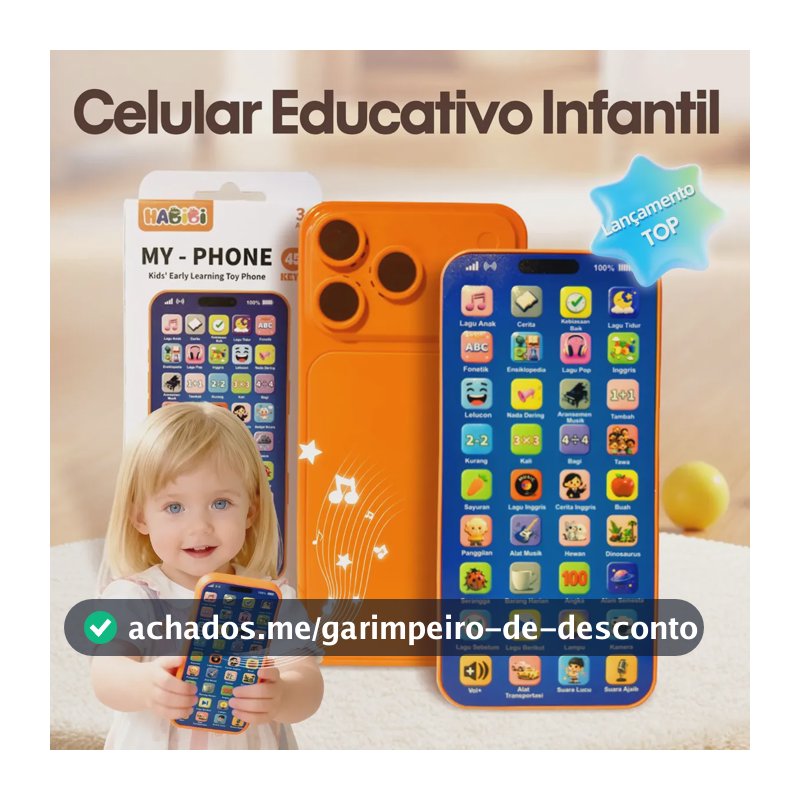 Celular Brinquedo Recarregável Bebê | Educativo com Sons e Luzes, Substitui o Celular Real