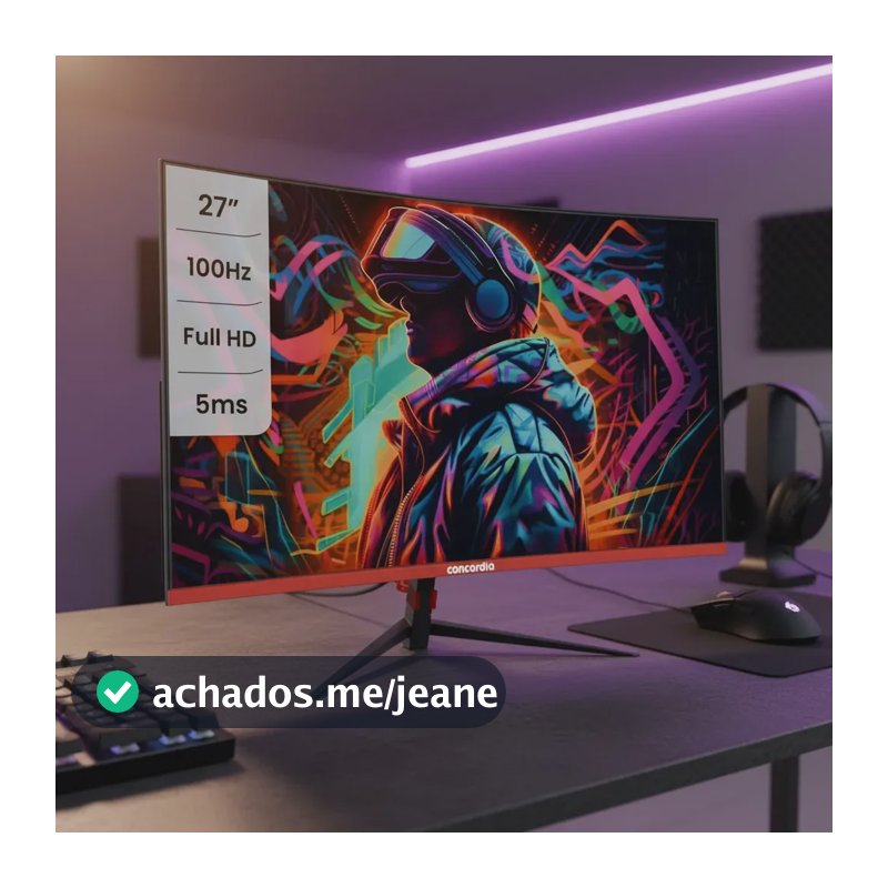 Monitor gamer curvo Concórdia Gamer CZ270F led 27 Polegadas preto/vermelho FULL HD