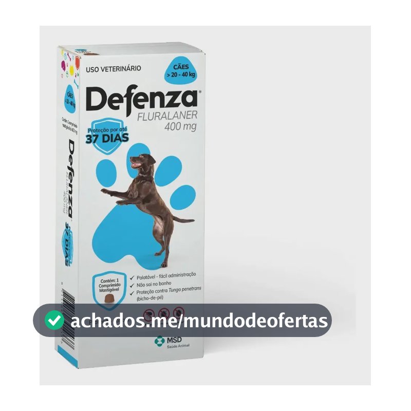 Defenza Antipulgas E Carrapatos Msd Cães 20 A 40 Kg Cor Azul