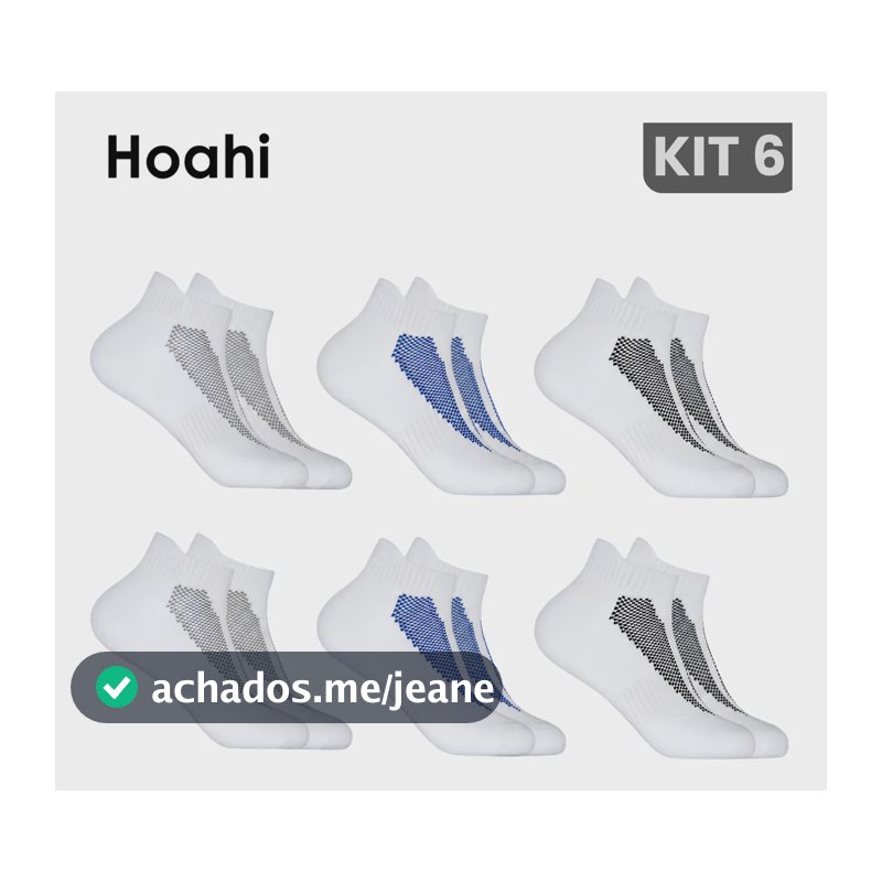 Hoahi Kit Pares Meias Algodão Cano Curto Cores Branco Xadrez 39-43