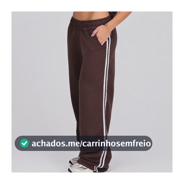 Calça Moletinho Feminina Pantalona Reta Listras Casual