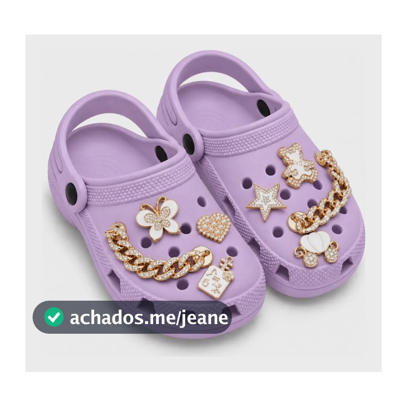Babuche Decorada Com Enfeites Super Leve E Macio Lilás 33/34