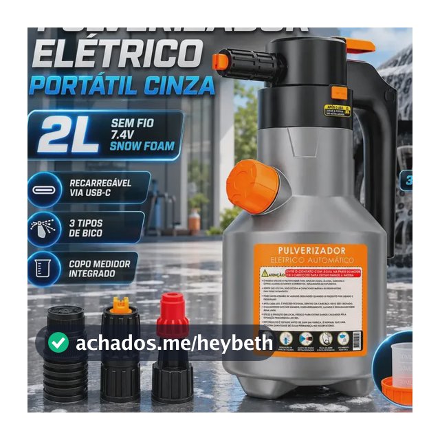 Pulverizador Elétrico Alta Pressão Para Lavagem Automotivo Limpeza Detalhamento Jardim Uso Geral Híbrido Cor Cinza