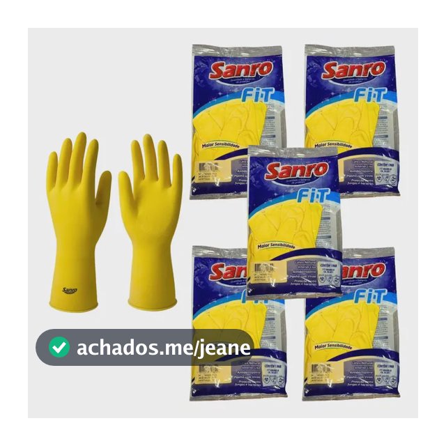 Kit 5 Prs Luva De Látex Multiuso Proteção Fit Limpeza Louça